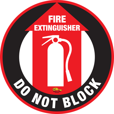 Fire Extinguisher Do Not Block, Mighty Line Floor Sign, Industrial Strength, 24