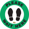 Please Wait Here Social Distancing Floor Sign, Peel and Stick 12 inch Wide Please Wait Here Social Distancing Floor Sign, Peel and Stick 12 inch Wide