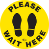 Please Wait Here Social Distancing Floor Sign, Peel and Stick 12 inch Wide, Yellow Please Wait Here Social Distancing Floor Sign, Peel and Stick 12 inch Wide, Yellow