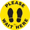Please Wait Here Social Distancing Floor Sign, Peel and Stick 16 inch Wide, Yellow Please Wait Here Social Distancing Floor Sign, Peel and Stick 16 inch Wide, Yellow