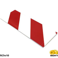 Mighty Line, White and Red Hazard, 4" by 10" Segments, Peel and Stick 10" Strips