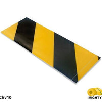 Mighty Line, Yellow and Black Hazard, 4" by 10" Segments, Peel and Stick 10" Strips