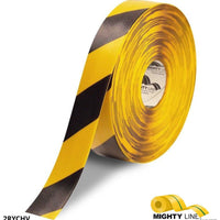 Mighty Line 2" Yellow Tape with Black Chevrons - 100' Roll