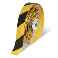 Mighty Line 2" Anti-Slip Yellow and Black Diagonal Color Floor Tape - MIGHTY TAC - 100' Roll