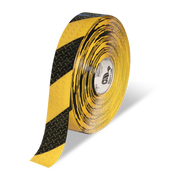 Mighty Line 2" Anti-Slip Yellow and Black Diagonal Color Floor Tape - MIGHTY TAC - 100' Roll