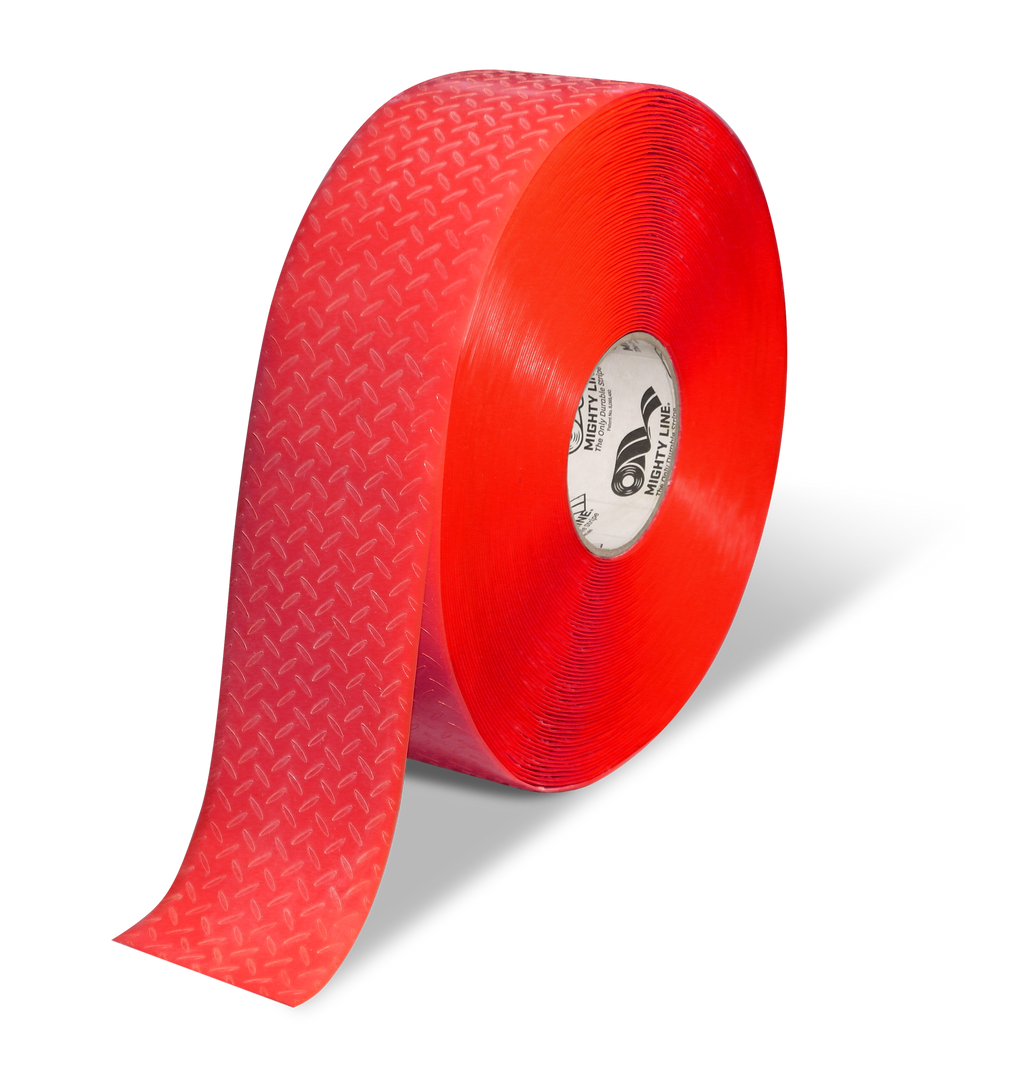 Mighty Line 3" Anti-Slip Red Solid Color Floor Tape - MIGHTY TAC - 100' Roll