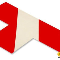 Mighty Line 3" Wide Solid WHITE T With Red Chevrons - Pack of 100