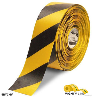 Mighty Line 4" Yellow Tape with Black Chevrons - 100' Roll