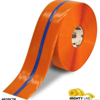 Mighty Line 4" Orange Tape with Blue Center Line - 100' Roll