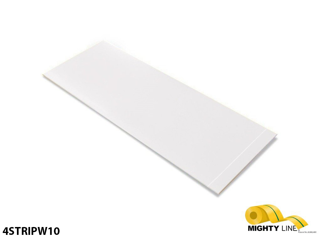 Mighty Line, White, 4" by 10" Segments, Peel and Stick 10" Strips