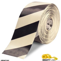 Mighty Line 6" White Tape with Black Chevrons - 100' Roll