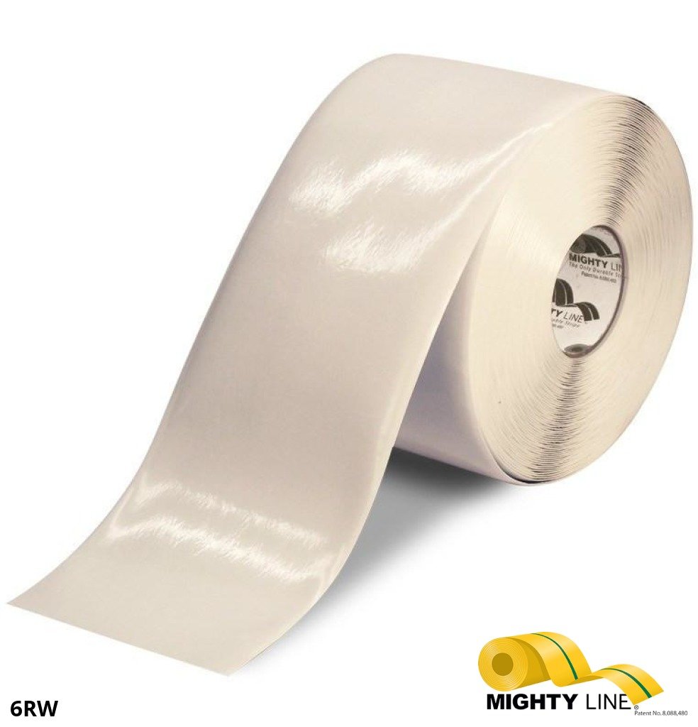 Mighty Line 6" WHITE Solid Color Tape - 100' Roll