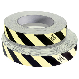 OHDIS 1” x 64’ Photoluminescent Black and White Obstacle Marking Tape