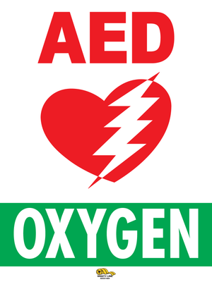 24x36" AED with Oxygen Floor Sign