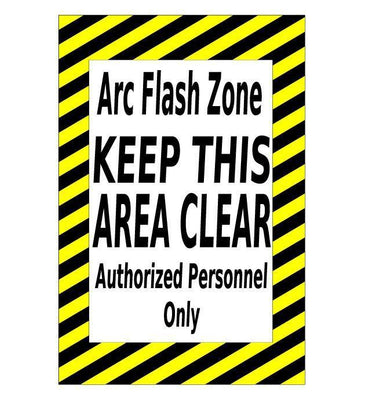 Electrical Hazard, Arc Flash Zone Keep Clear, 36