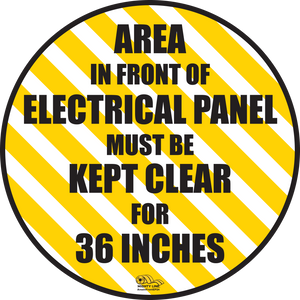Keep Area infront of Electrical Panel Mighty Line Floor Sign, Industrial Strength, 24" Wide
