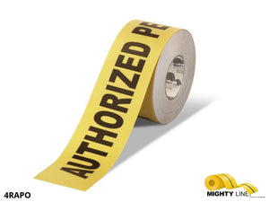 Mighty Line 4" Wide Authorized Personnel Only Floor Tape - 100' Roll