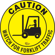 Caution Watch For Forklift Traffic, Mighty Line Floor Sign, Industrial Strength, 16" Wide