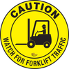 Caution Watch For Forklift Traffic, Mighty Line Floor Sign, Industrial Strength, 24" Wide