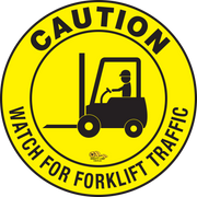 Caution Watch For Forklift Traffic, Mighty Line Floor Sign, Industrial Strength, 24" Wide