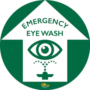Green Emergency Eye Wash Station, 12" Floor Sign