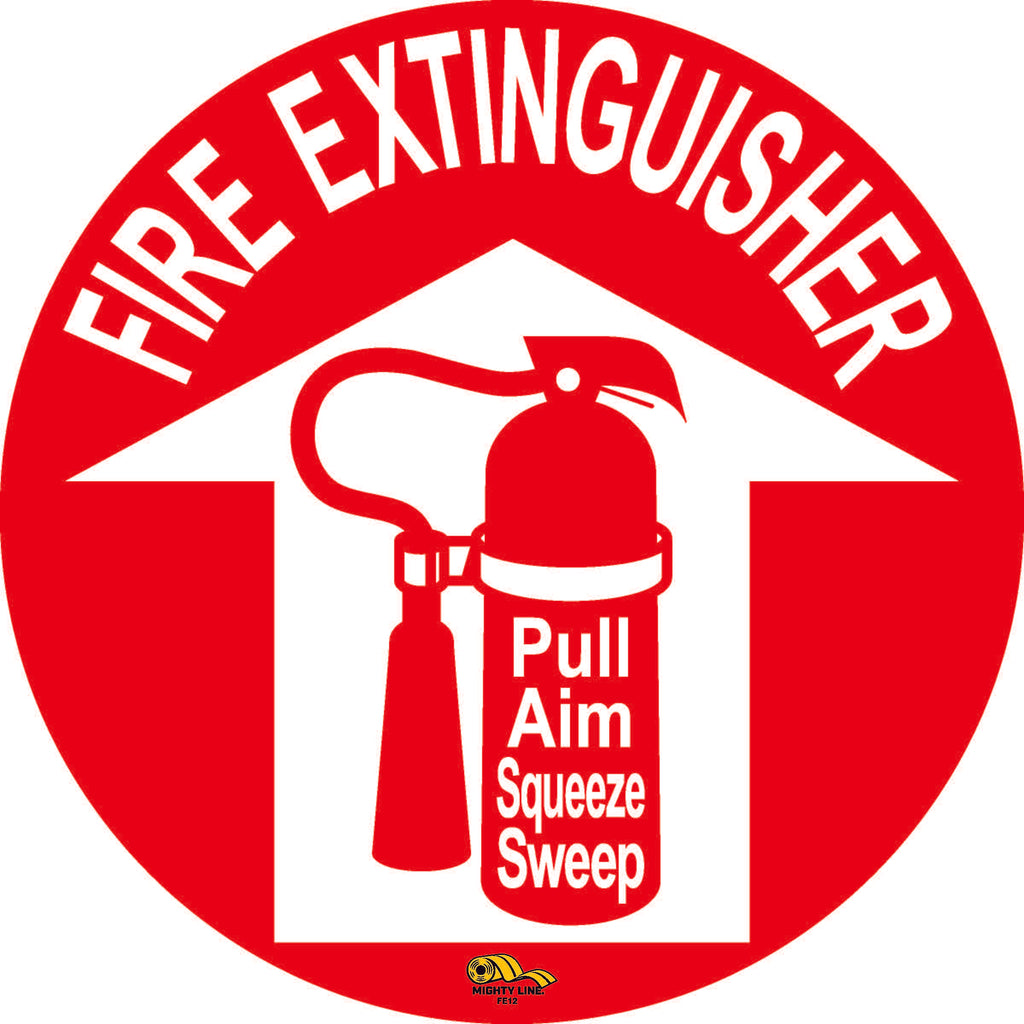 12" Fire Extinguisher Pull Aim Squeeze Sweep Floor Sign