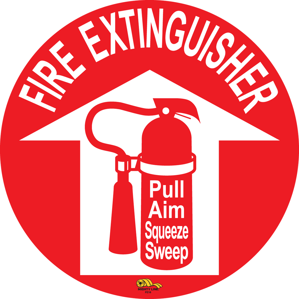 16" Fire Extinguisher Pull Aim Squeeze Sweep Floor Sign