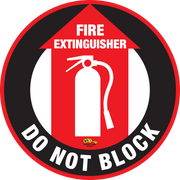 Fire Extinguisher Do Not Block, Mighty Line Floor Sign, Industrial Strength, 12" Wide