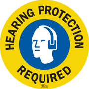 Blue Hearing Protection Required, 12" Mighty Line Floor Sign