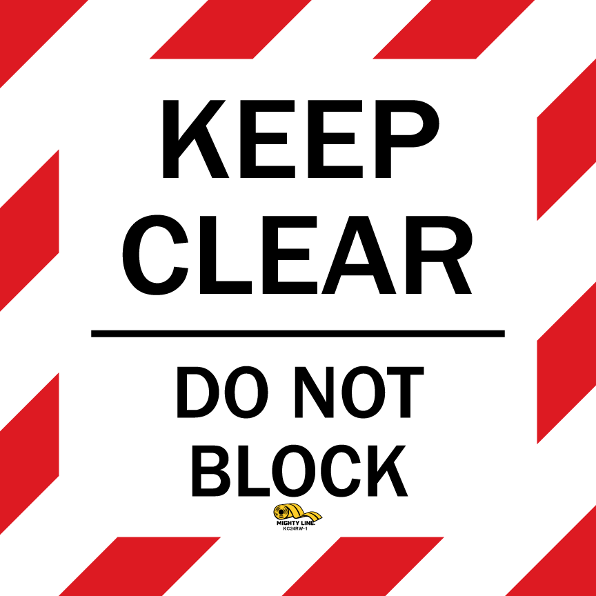 24 by 36 inch Keep Clear Do Not Block Floor Sign, Red and White