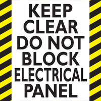 Keep Clear Do Not Block Electrical Panel, Mighty Line Floor Sign, Industrial Strength, 24x36" Wide