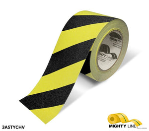 Mighty Line 3" Yellow With Black Chevrons Anti-Slip Floor Tape - 60' Roll