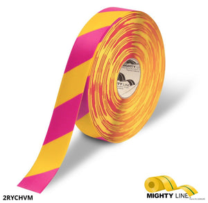 Mighty Line 2" Yellow Tape with Magenta Chevrons - 100' Roll