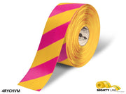 Mighty Line 4" Yellow Tape with Magenta Chevrons - 100' Roll