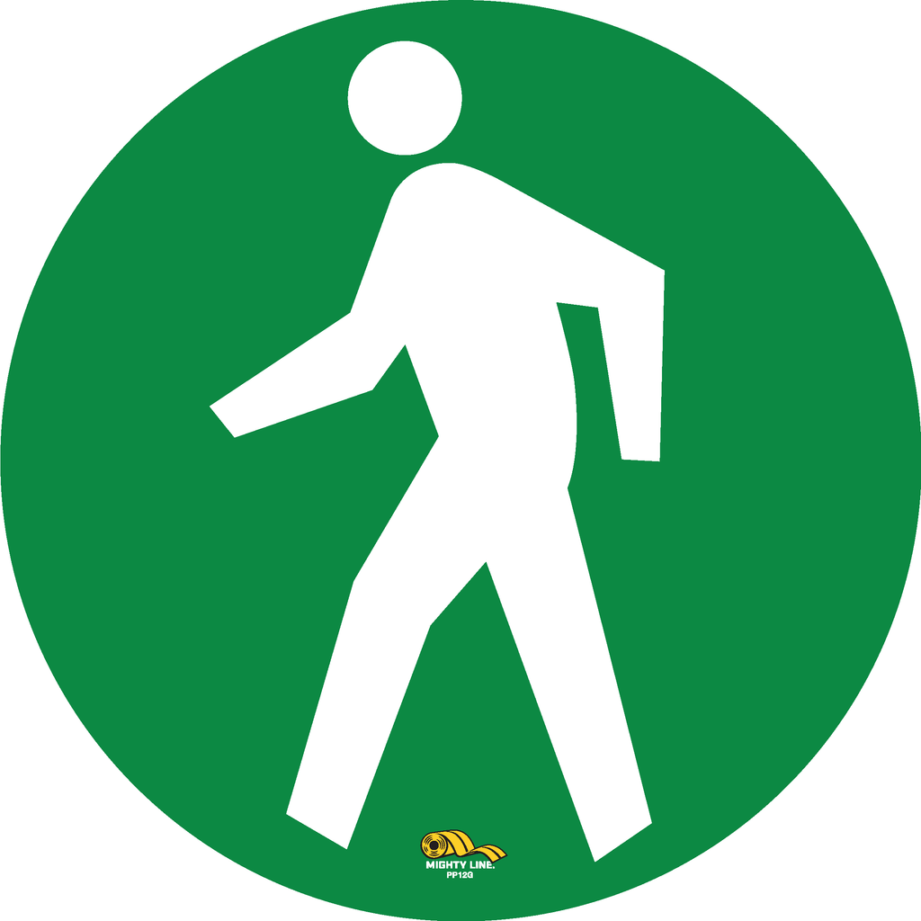 Green Pedestrian Man, 12" Floor Sign