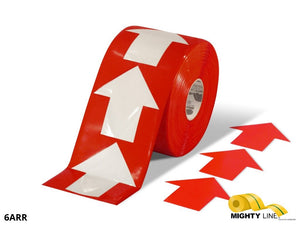 Mighty Line 4" Red Arrow Pop Out Tape, 100' Roll