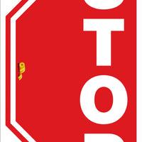 Stop Half Hectagon, Mighty Line Floor Sign, Industrial Strength, 24" Wide