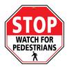 Pedestrian Traffic, Stop, Vinyl, 24" x 24", Adhesive Floor Sign