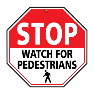 Pedestrian Traffic, Stop, Vinyl, 24" x 24", Adhesive Floor Sign