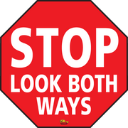 12" Stop Look Both Ways Floor Sign