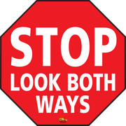 16" Stop Look Both Ways Floor Sign