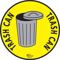 Trash Can Yellow 16 inch wide Floor Sign
