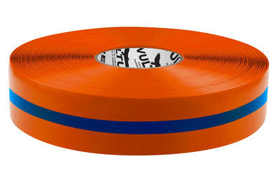 Orange with Blue  Floor Marking Tape, Solid with Center Line, Continuous Roll, 2