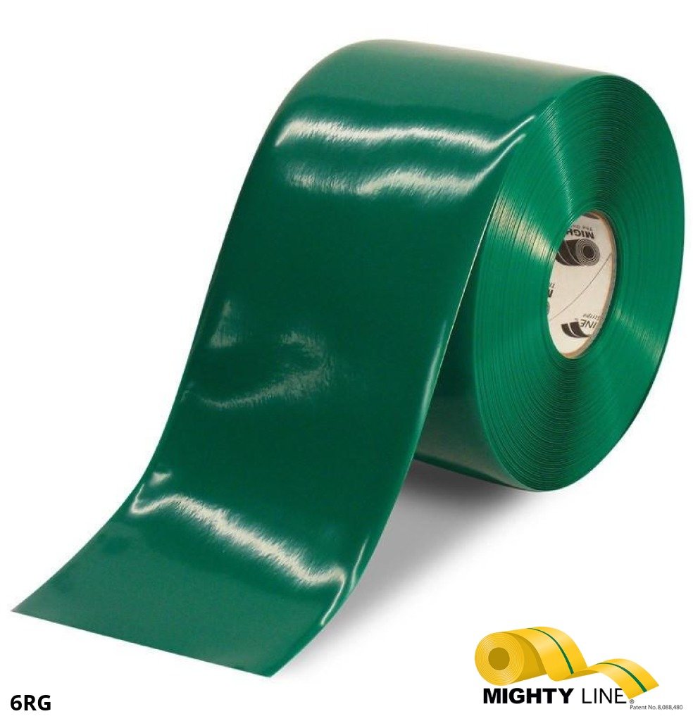 Mighty Line 6" GREEN Solid Color Tape - 100' Roll