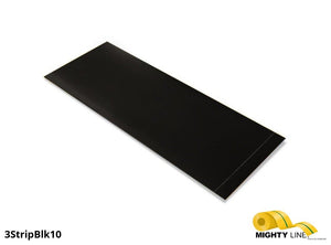 Mighty Line, Black, 3" by 10" Segments, Peel and Stick 10" Strips