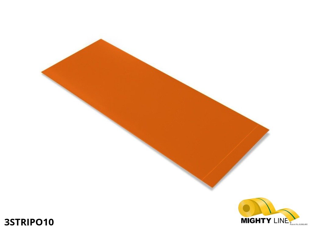 Mighty Line, Orange, 3" by 10" Segments, Peel and Stick 10" Strips