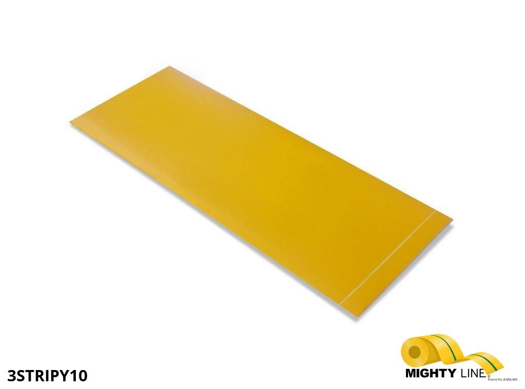 Mighty Line, Yellow, 3" by 10" Segments, Peel and Stick 10" Strips